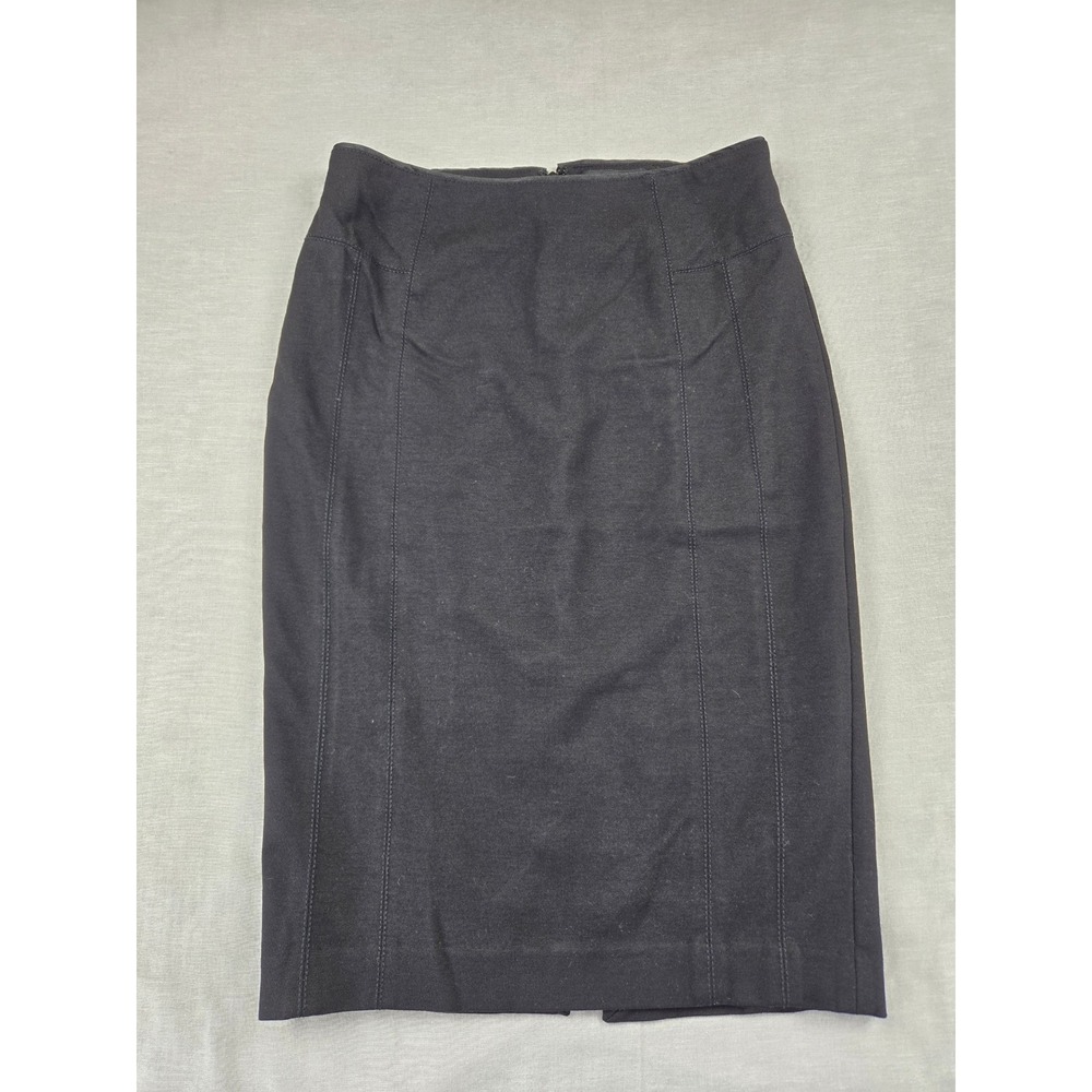 White House Black Market Black Pencil Skirt Size 6 Career Workwear Stretch Vent